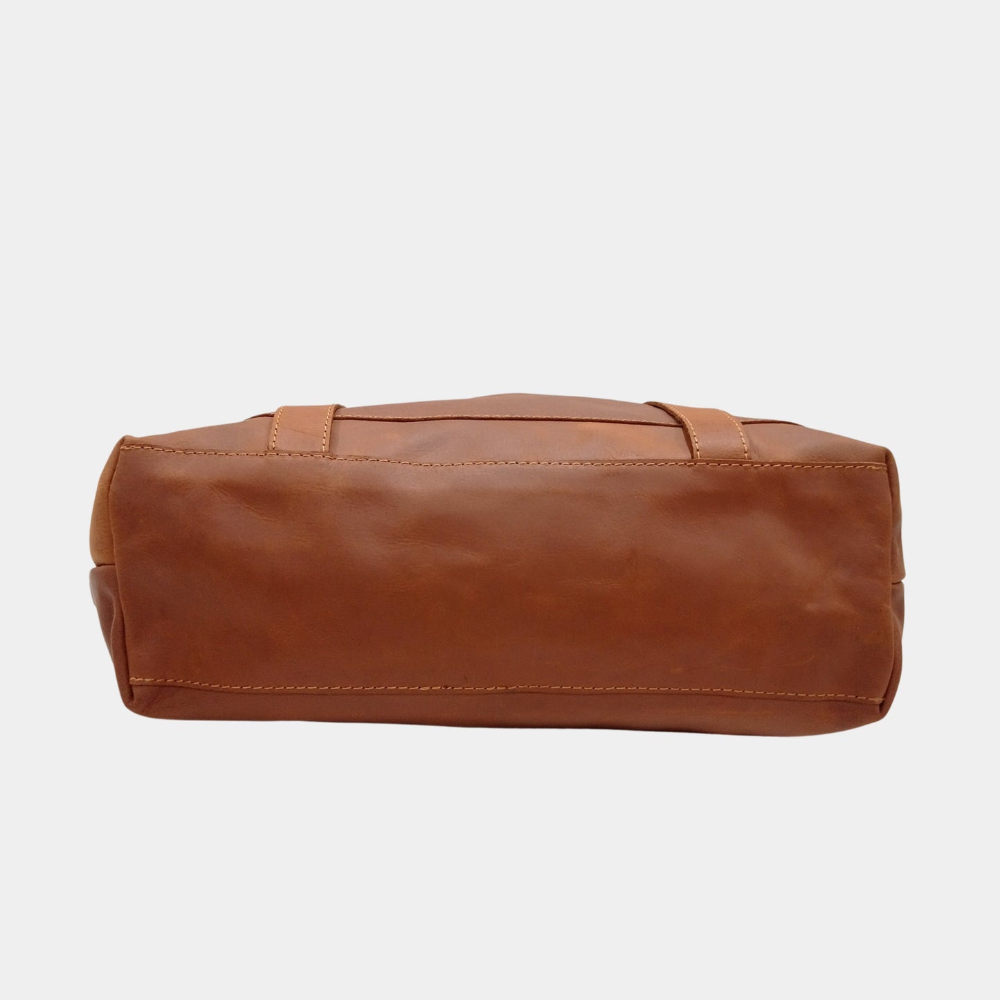 Base of Large Brown Leather Tote Bag Stitched perfectly for Australian Women