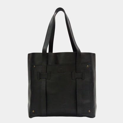 Large Black Leather Tote for office work or travel simple stylish design made for modern Australians