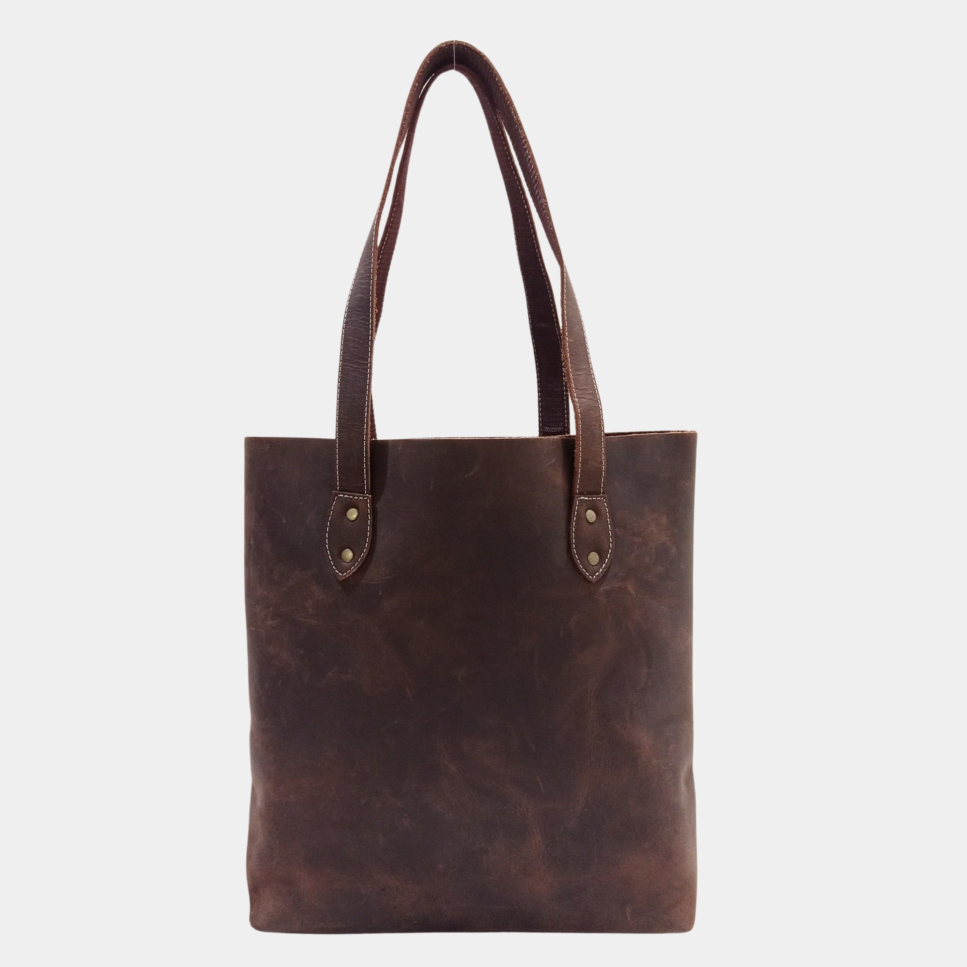 Brown Large Leather Tote Bag for Australians crafted from Full Grain Leather with spacious main compartment 