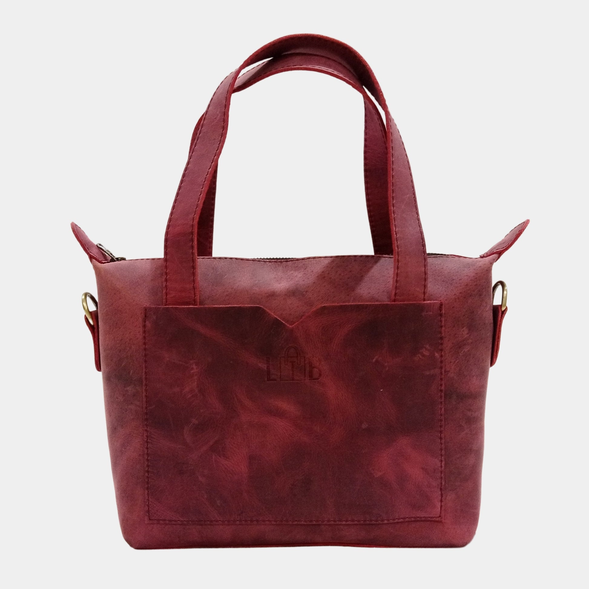 Leather Tote Bag in Burgundy By LTB Store Australia Featuring YKK Zipper Closure