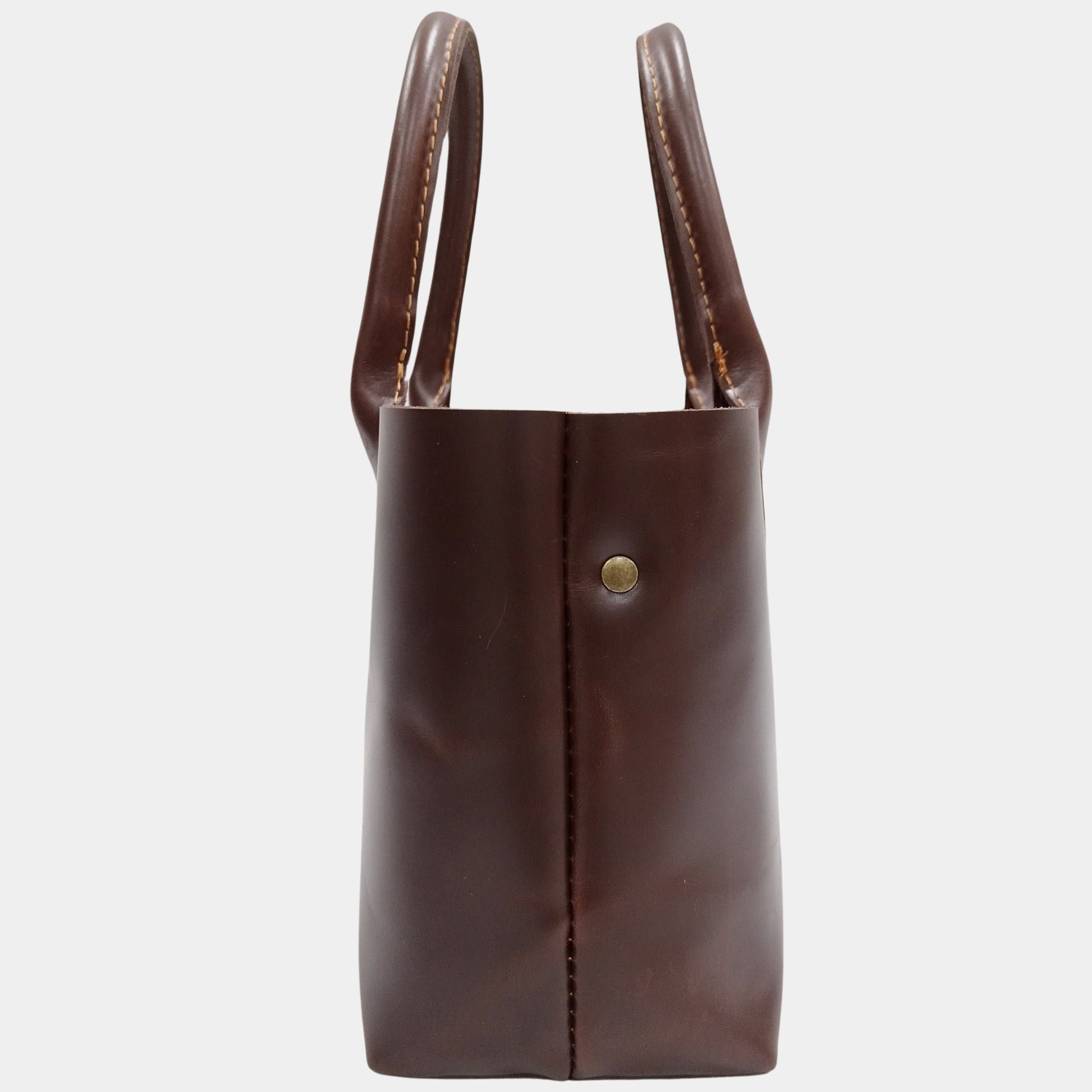 Side view of Sienna Leather Tote by LTB store Australia classic brass hardware elevating formal appeal 