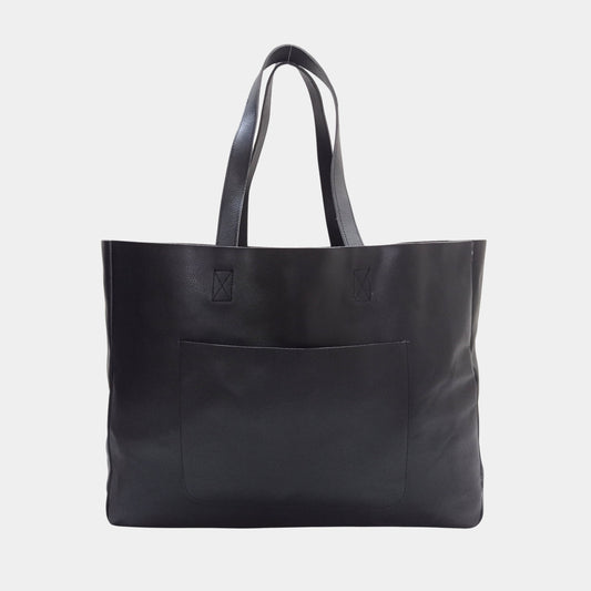 Large stylish and roomy Black Leather Tote Bag for Australian women Perfect for travel or shopping